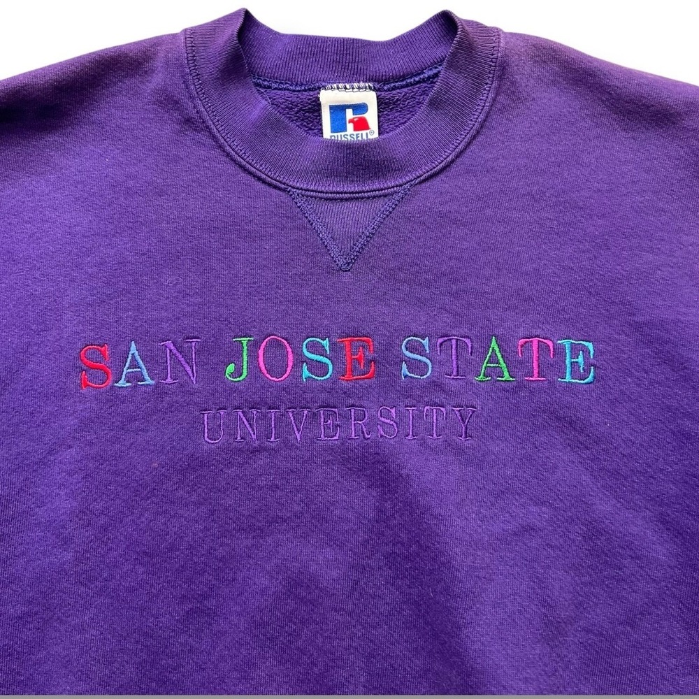 Vtg San Jose State Spartans Hoodie Medium Purple NCAA College Russell 90s USA